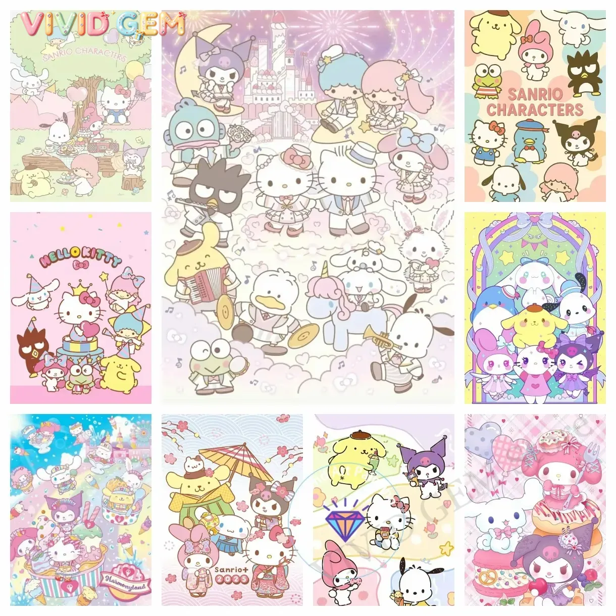 Photo Mosaic Print - Peinture au diamant, collection Sanrio Family,