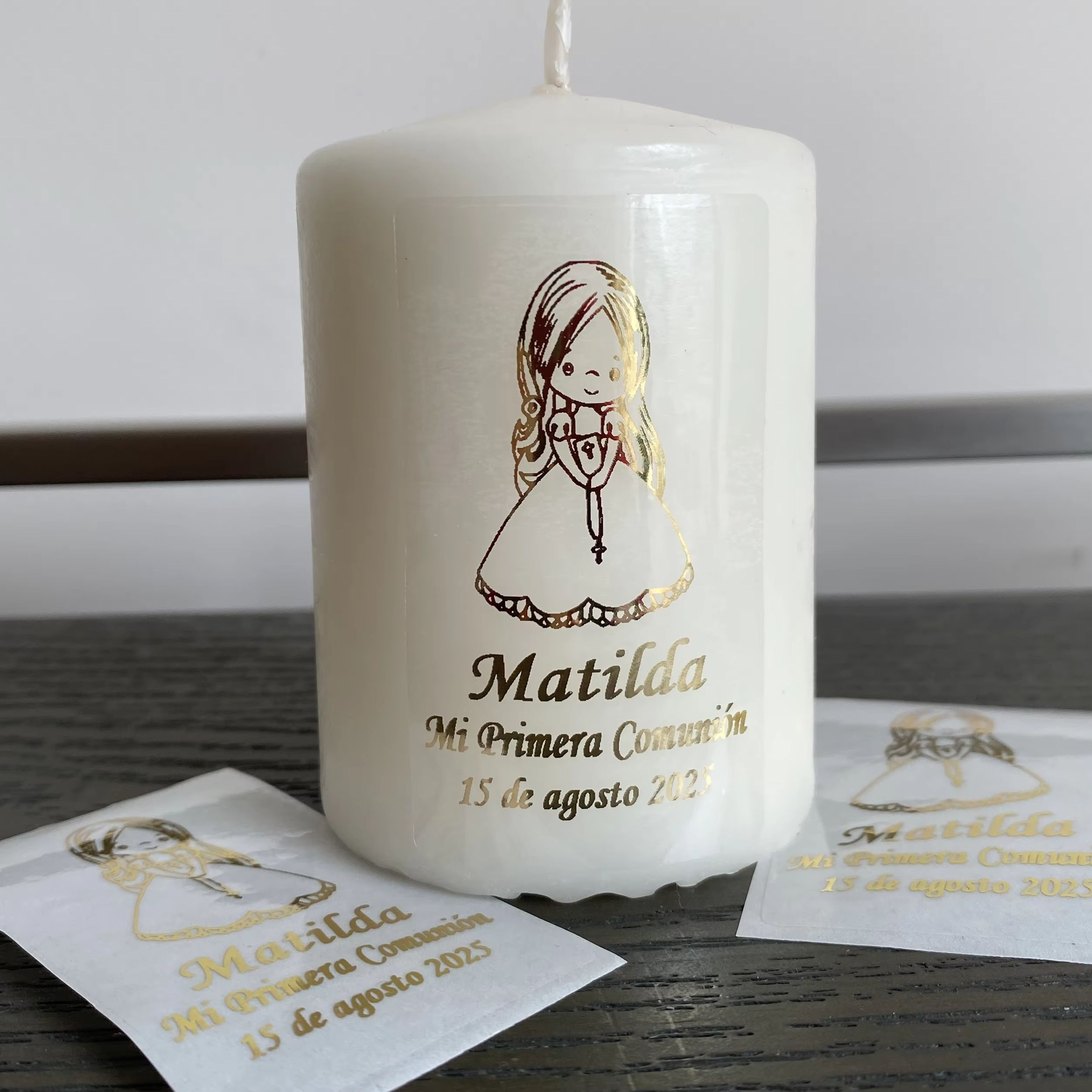 Personalised Candle Label - Autocollants personnalisés pour la première communion