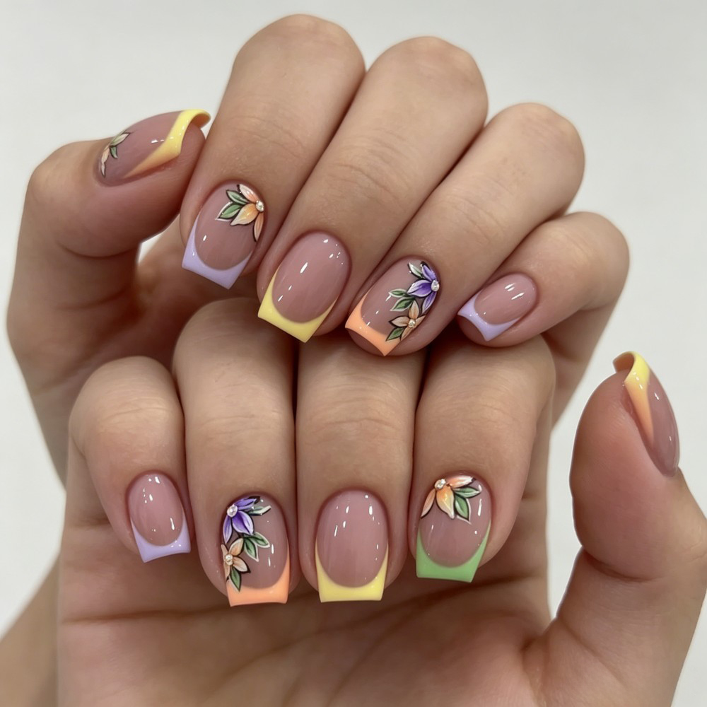 24 faux ongles roses à motif f - Pressed Flower Art avis et prix