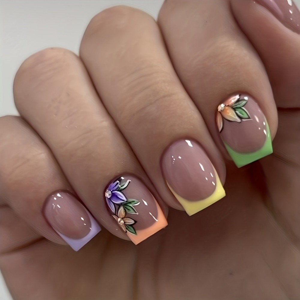 24 faux ongles roses à motif f - Pressed Flower Art avis et prix