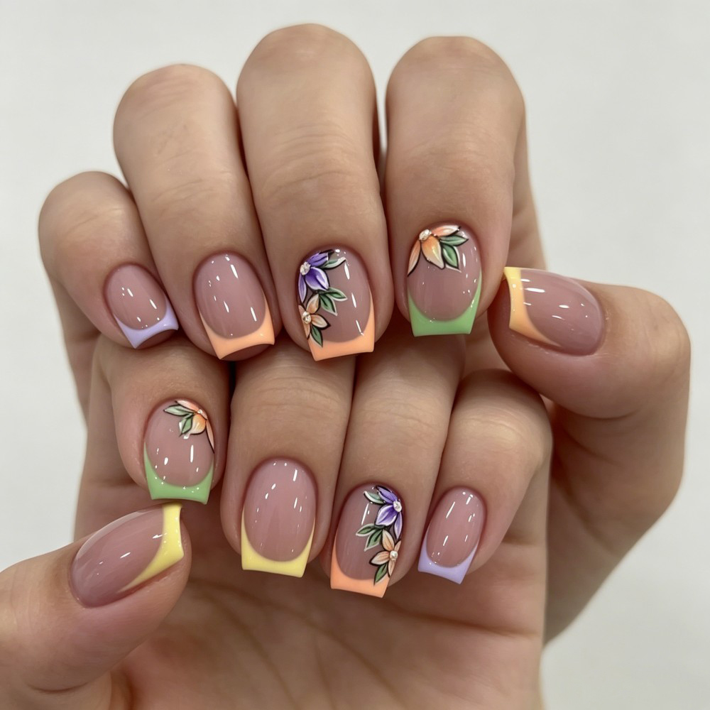 24 faux ongles roses à motif f - Pressed Flower Art avis et prix
