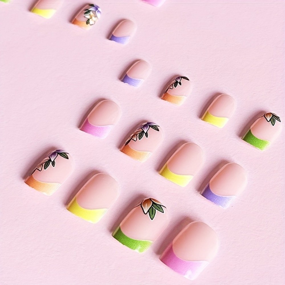 24 faux ongles roses à motif f - Pressed Flower Art avis et prix