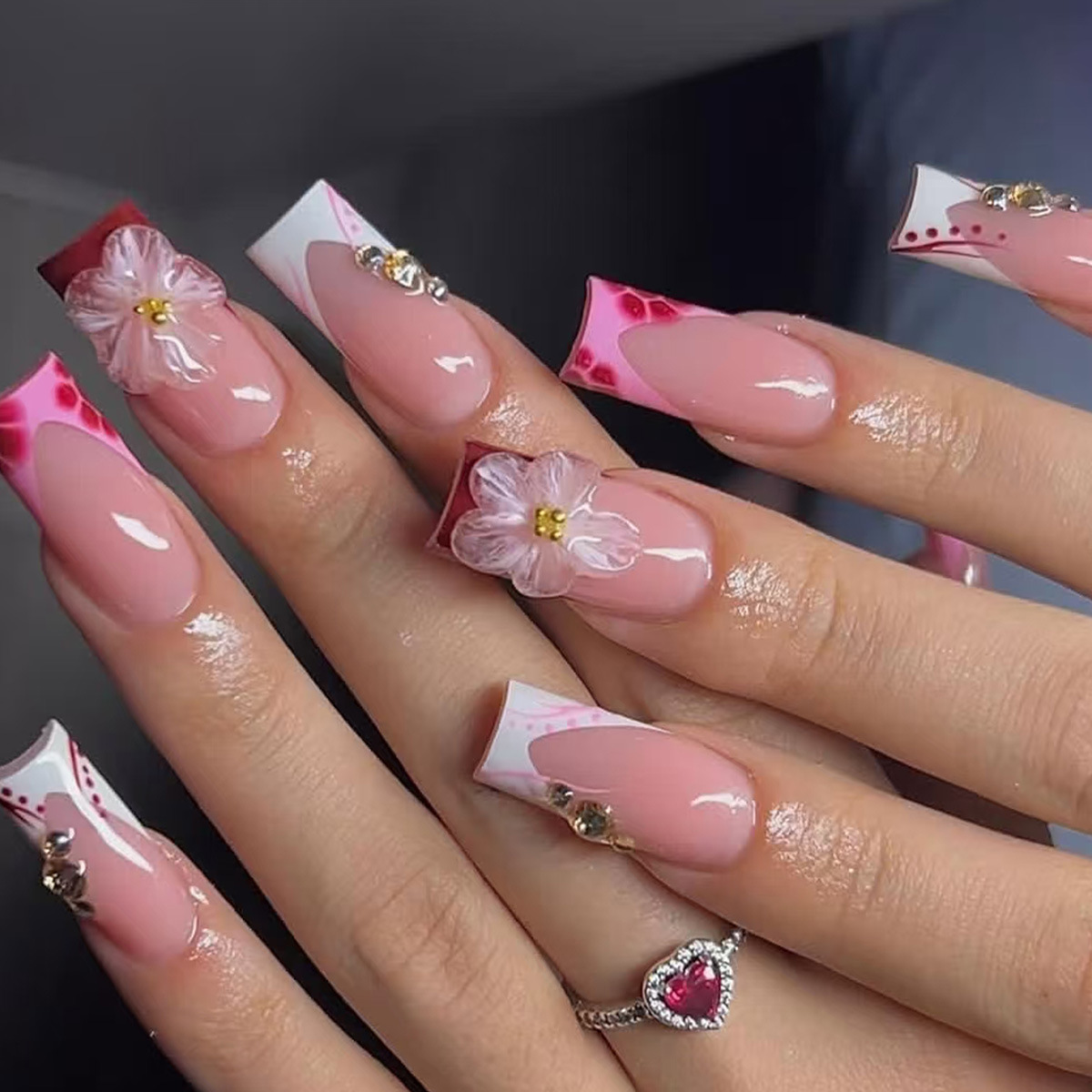 Faux ongles français à pressio - Pressed Flower Art avis et prix